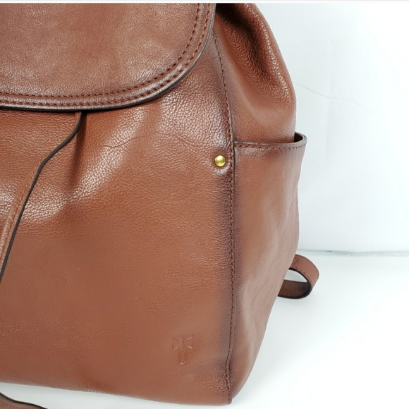NWT FRYE Olivia Large Backpack Cognac Drawstring - Picture 2 of 8